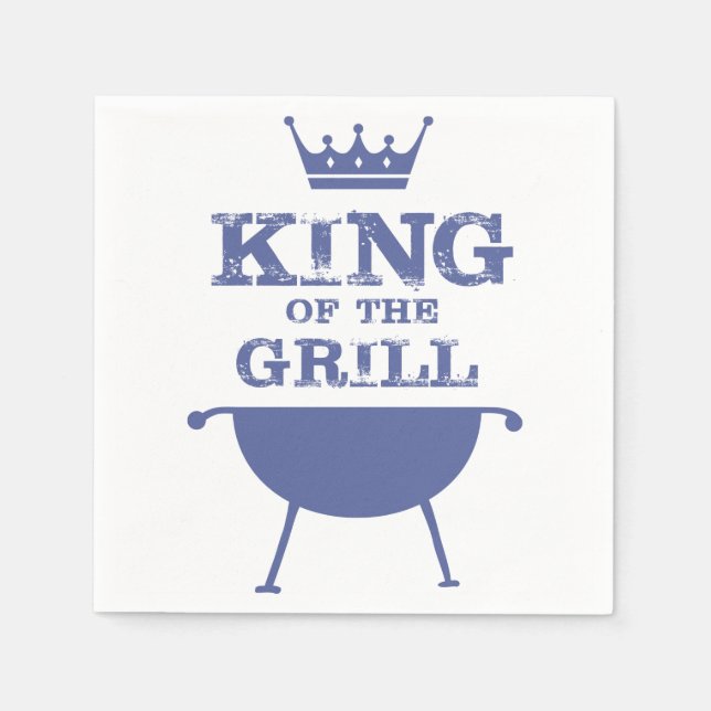 Serviette En Papier Roi Du Grill, Bleu (Devant)