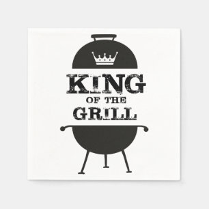 Serviette En Papier Roi Du Grill, Couronne Blanche Noire