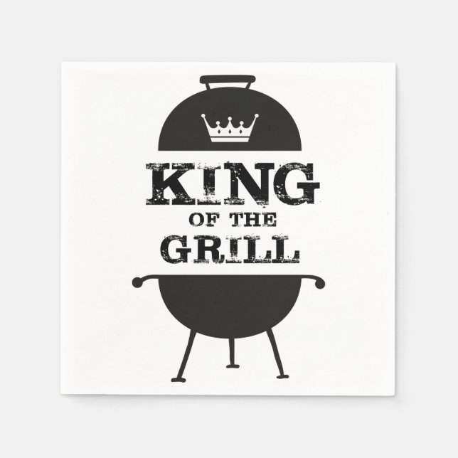 Serviette En Papier Roi Du Grill, Couronne Blanche Noire (Devant)