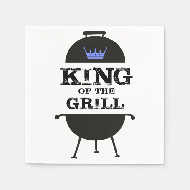 Serviette En Papier Roi Du Grill, Couronne Bleue Noire (Devant)