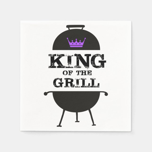 Serviette En Papier Roi Du Grill, Couronne Violette Noire (Devant)