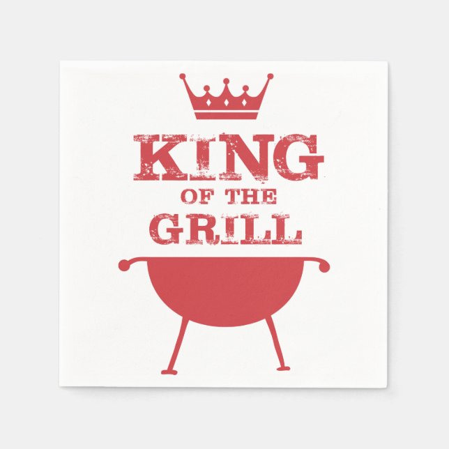 Serviette En Papier Roi Du Grill, Rouge (Devant)