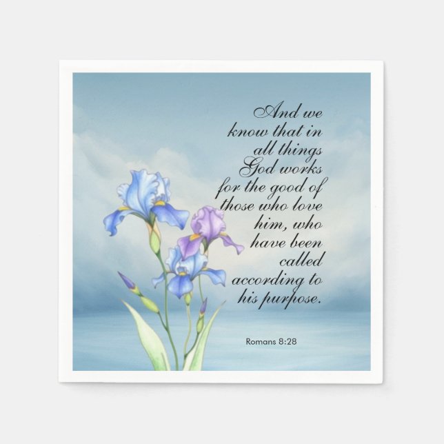 Serviette En Papier Romans 8:28 Iris Aquarelle (Devant)