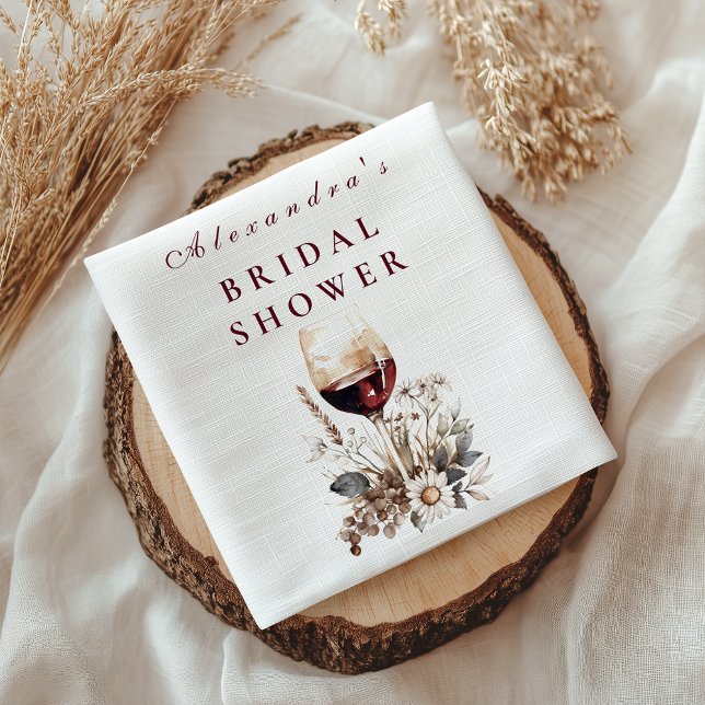 Serviette En Papier Romantic Burgundy Rose Wine Bridal Shower (Créateur téléchargé)