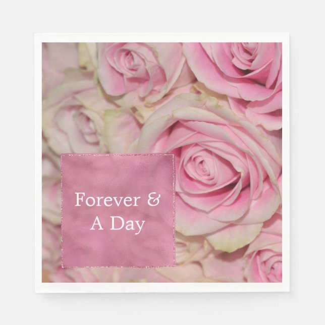 Serviette En Papier Romantic Pink Cream Rose Mariage (Devant)