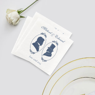 Serviette En Papier Romantique Bleu Régence Gay Silhouette Botanique