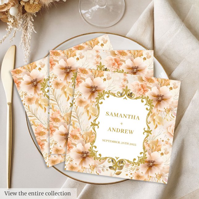Serviette En Papier Romantique Boho Blush Gold Papier Napkins (Romantic Boho Blush Gold Paper Napkins)