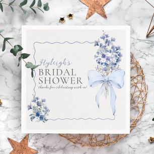 Serviette En Papier Romantique Dusty Blue Ribbon Bow personnalisé