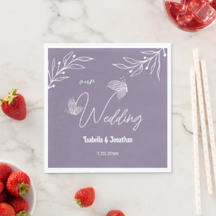 Serviette En Papier Romantique élégant mauve floral