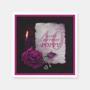 Serviette En Papier Romantique gothique Rose & bougie Anniversaire