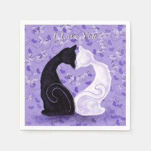 Serviette En Papier Romantique serviettes de chat en couple avec texte