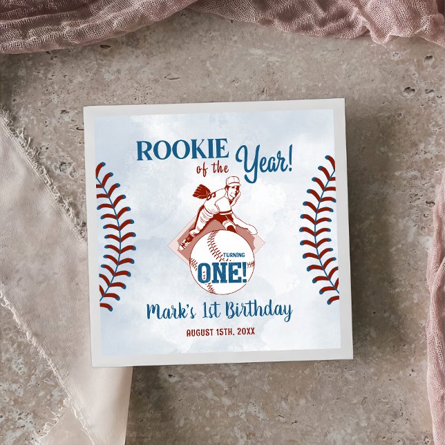 Serviette En Papier Rookie de l'année Baseball 1er anniversaire fête (Créateur téléchargé)