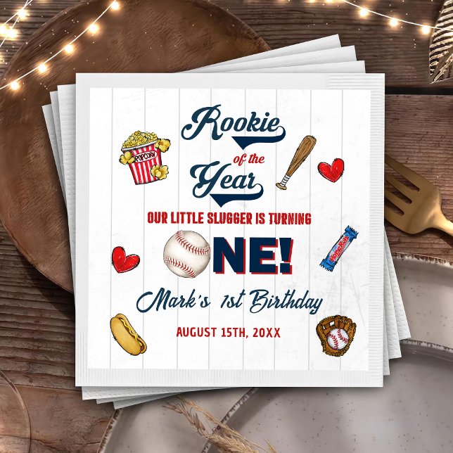 Serviette En Papier Rookie de l'année Baseball Anniversaire serviettes (Créateur téléchargé)
