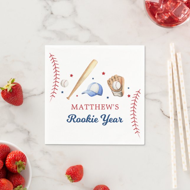 Serviette En Papier Rookie de l'année Baseball premier anniversaire (En situation)