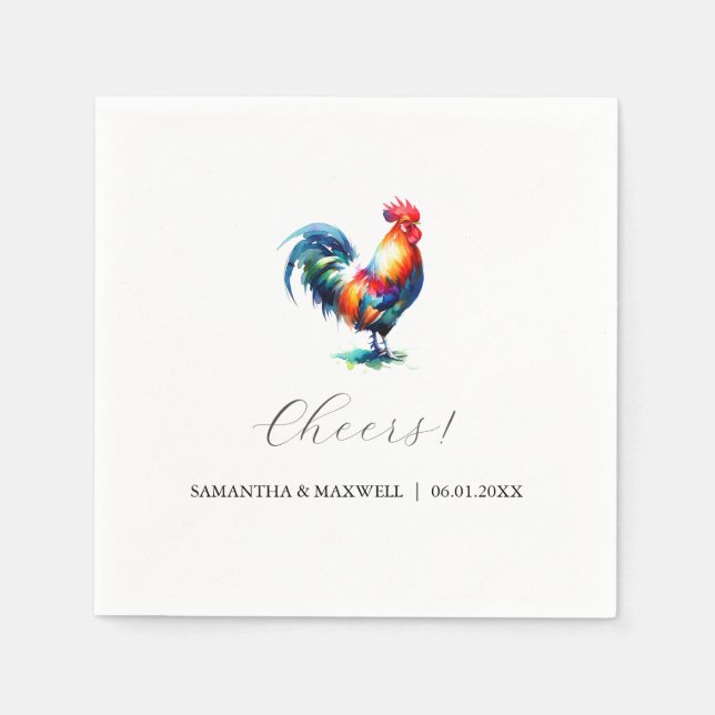 Serviette En Papier Rooster coloré (Devant)