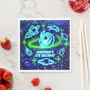 Serviette En Papier Roquette de l'astronaute spatial bleu brillant Neo