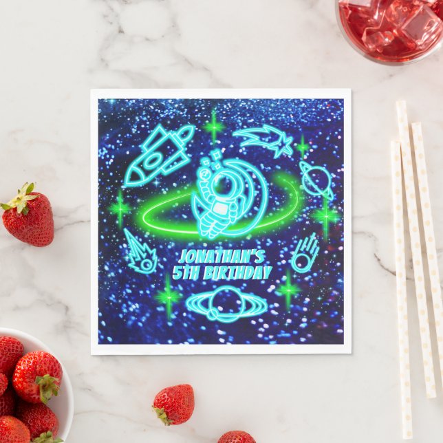 Serviette En Papier Roquette de l'astronaute spatial bleu brillant Neo (En situation)