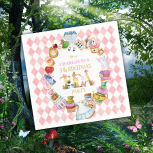 Serviette En Papier Rose Alice au pays des merveilles 5e anniversaire