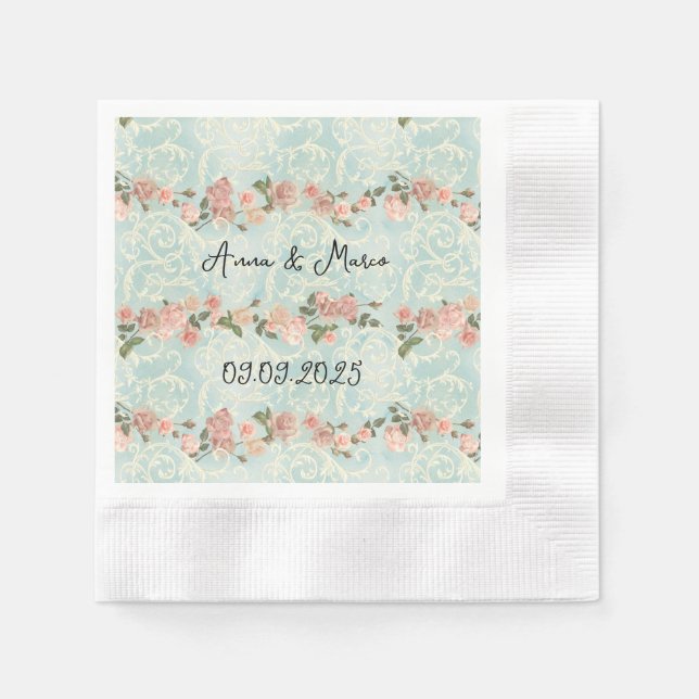 Serviette En Papier rose anglais délicat (Devant)