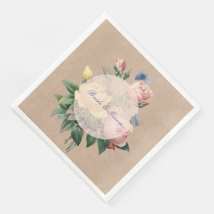 Serviette En Papier Rose anglais Mariage de papillons de jardin