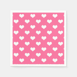 Serviette En Papier Rose Blanc amour Coeur Motif Design