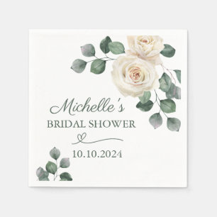 Serviette En Papier Rose blanc et vert