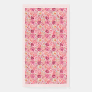 Serviette En Papier Rose Blanc Magenta Floral Fleurs Élégant