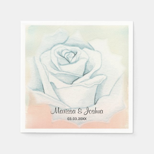 Serviette En Papier Rose blanche aquarelle (Devant)