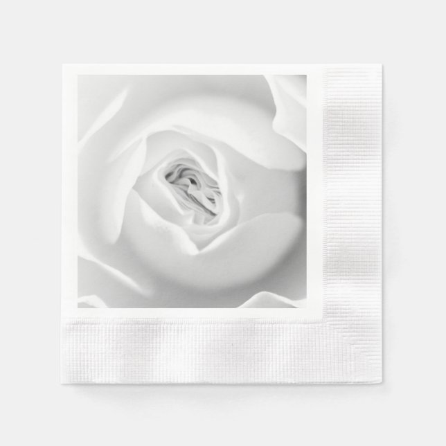 Serviette En Papier Rose blanche | Design floral élégant (Devant)