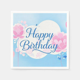 Serviette En Papier Rose bleu anniversaire luxueux élégant extravagant