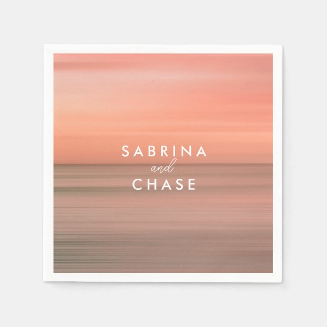 Serviette En Papier Rose Blush Mariage personnalisé serviettes (Devant)