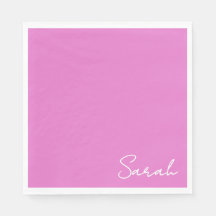 Serviette en papier rose chaud avec nom