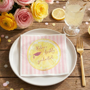 Serviette En Papier Rose Citron Fraîchement Diplômé 