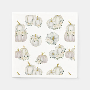 Serviette En Papier Rose Citrouille blanc Aquarelle Baby shower