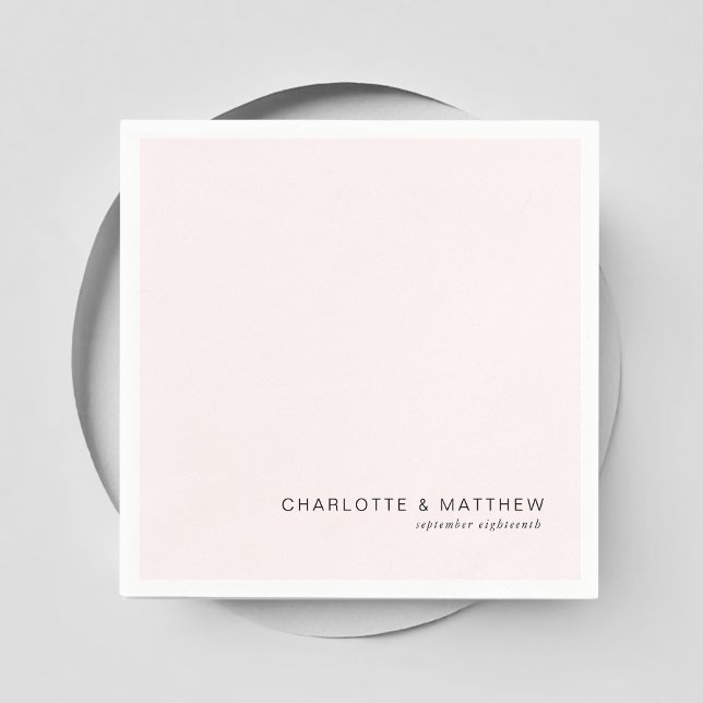 Serviette En Papier Rose clair moderne (Customer specific, beautiful, modern, minimal, light-pink, wedding napkins.)