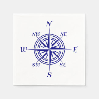 Serviette En Papier Rose de boussole bleu marine