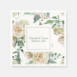Serviette En Papier Rose de crème Hydrangea Beige Bride Mariage de cha