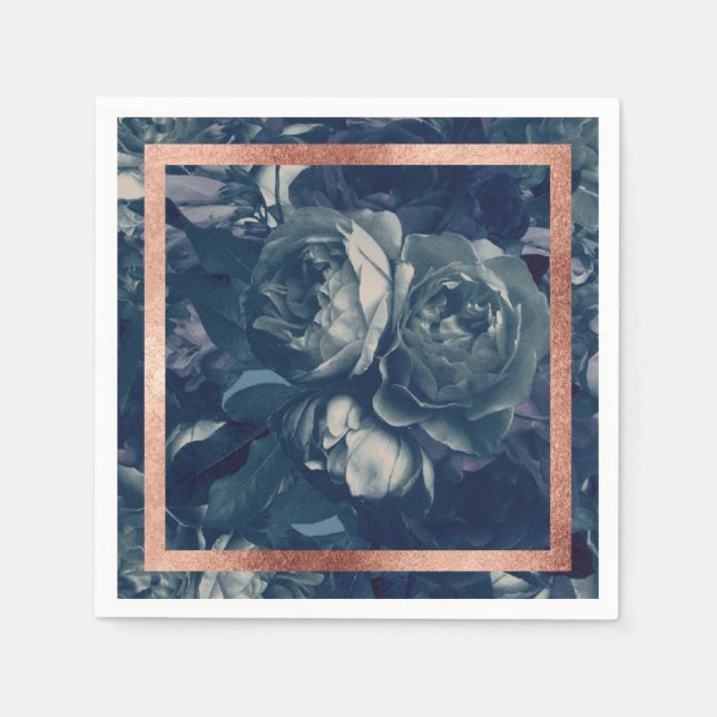 Serviette En Papier Rose de la marine Bouquet Mariage Table (Devant)