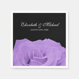 Serviette En Papier Rose de lavande et Mariage personnel noir