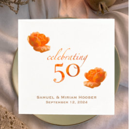 Serviette En Papier Rose de pêche personnalisé 50e anniversaire mariag