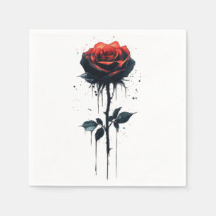 Serviette En Papier Rose de sang coulant : Art Floral Gothique