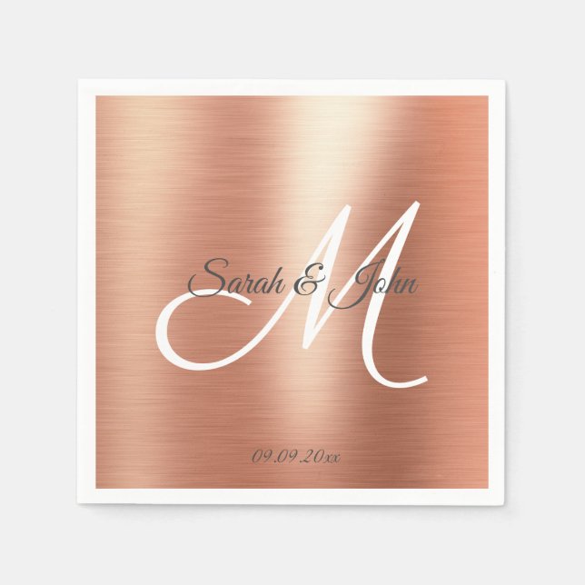 Serviette En Papier Rose d'élégance simple Mariage Gold Party (Devant)