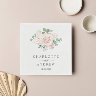 Serviette En Papier Rose Dusty Eucalyptus Mariage vert