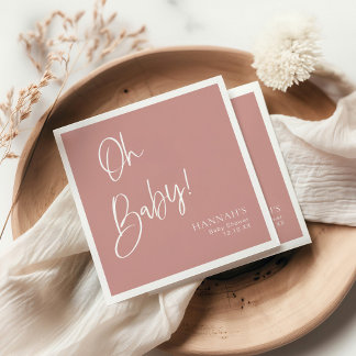 Serviette En Papier Rose Dusty / Rose Oh Baby Baby shower