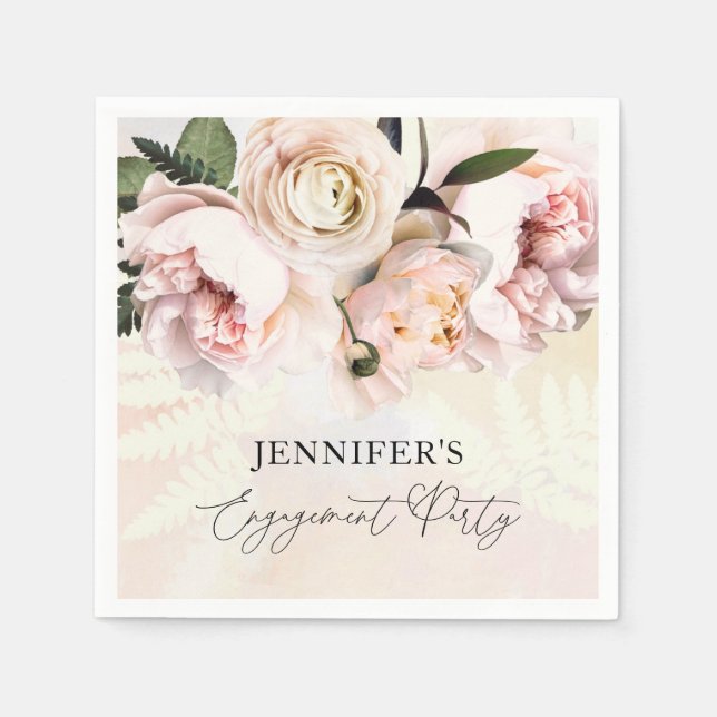 Serviette en papier rose élégante pour fiançailles (Devant)