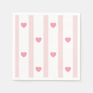 Serviette En Papier Rose et cœurs, rayures pour les fêtes