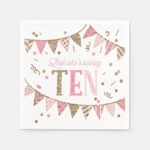 Serviette En Papier Rose et fête d'anniversaire de bannières de
