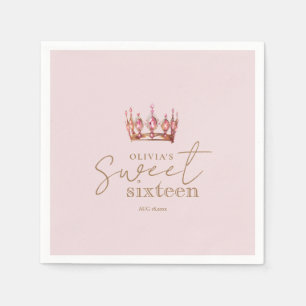 Serviette En Papier Rose et or doux 16 Papier de la Couronne Napkin