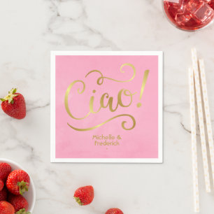 Serviette En Papier Rose et or italien