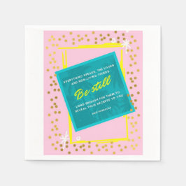 Serviette en papier rose et verte avec citation "B